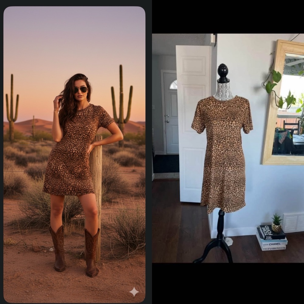 Jackson Rowe 🇨🇦 T-Shirt Leopard Print Dress. Small.